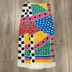 Etro Silk Colorful Geometric Print Scarf 10"x 54" perfect for on bag, neck, hair